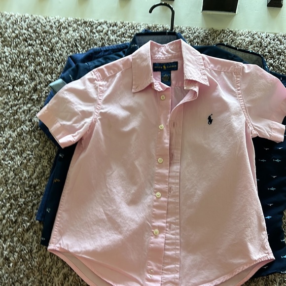 Boys size 4t lot of tops, 9 button ups, only one has a little red paint stain. - Picture 4 of 9